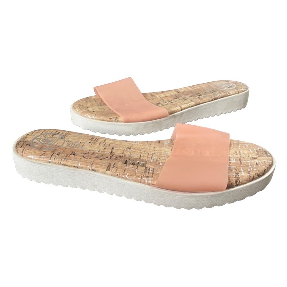 Missguided Sandal Slides - Flatform Platform - Nude Pink